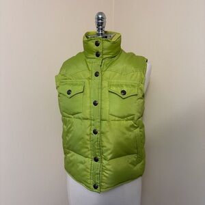 Vintage Slime Green Down & Feather Puffer Vest XS-S